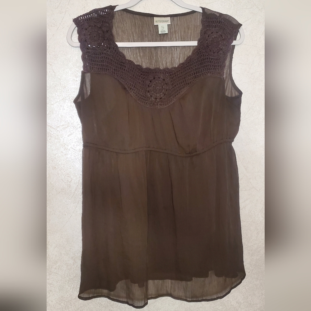 Matherhood Brown Sleeveless Crochet Top Size:L